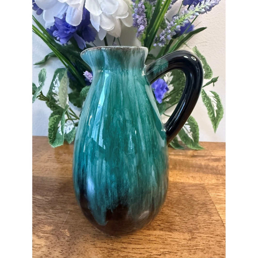 Vintage Green‎ Drip Glaze Pottery Pitcher Likely Blue Mountain Pottery Vase Jug
